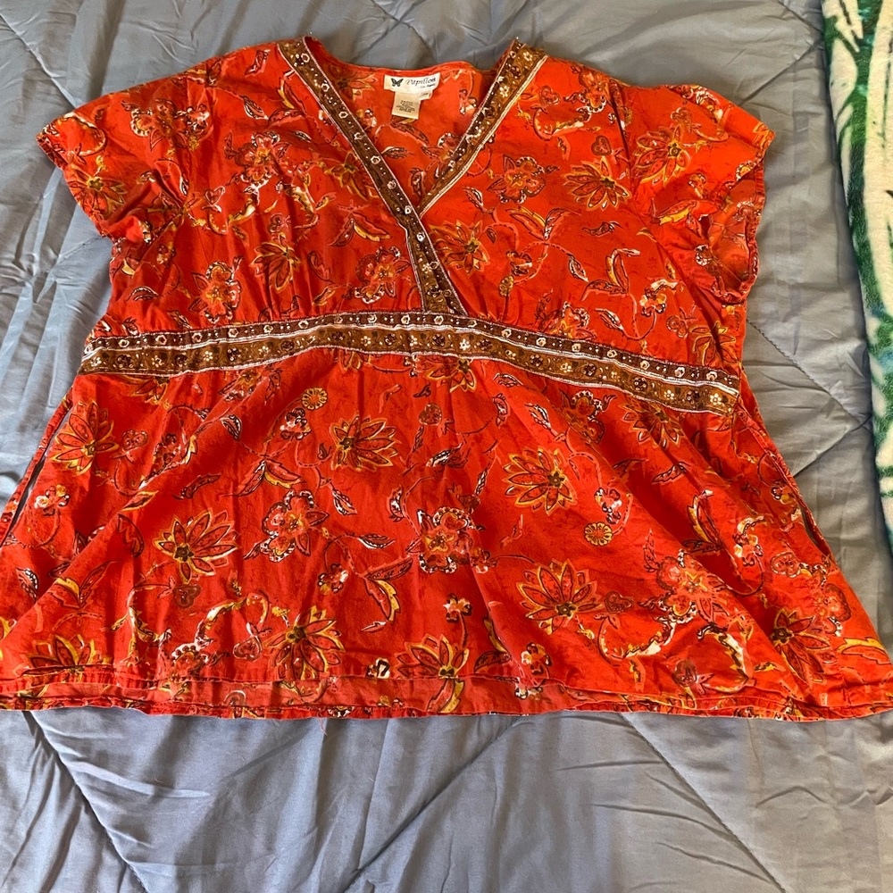 Red top with a tie back